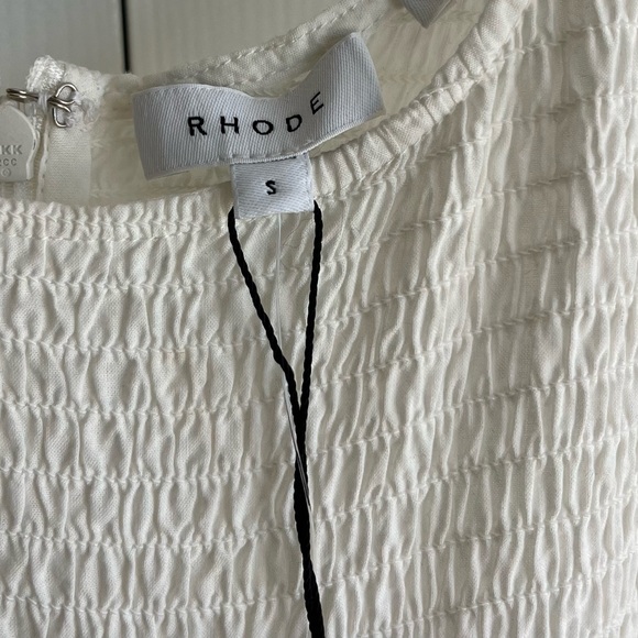 RHODE | Naomi Eyelet White Tiered Midi Summer Dress - Picture 7 of 10